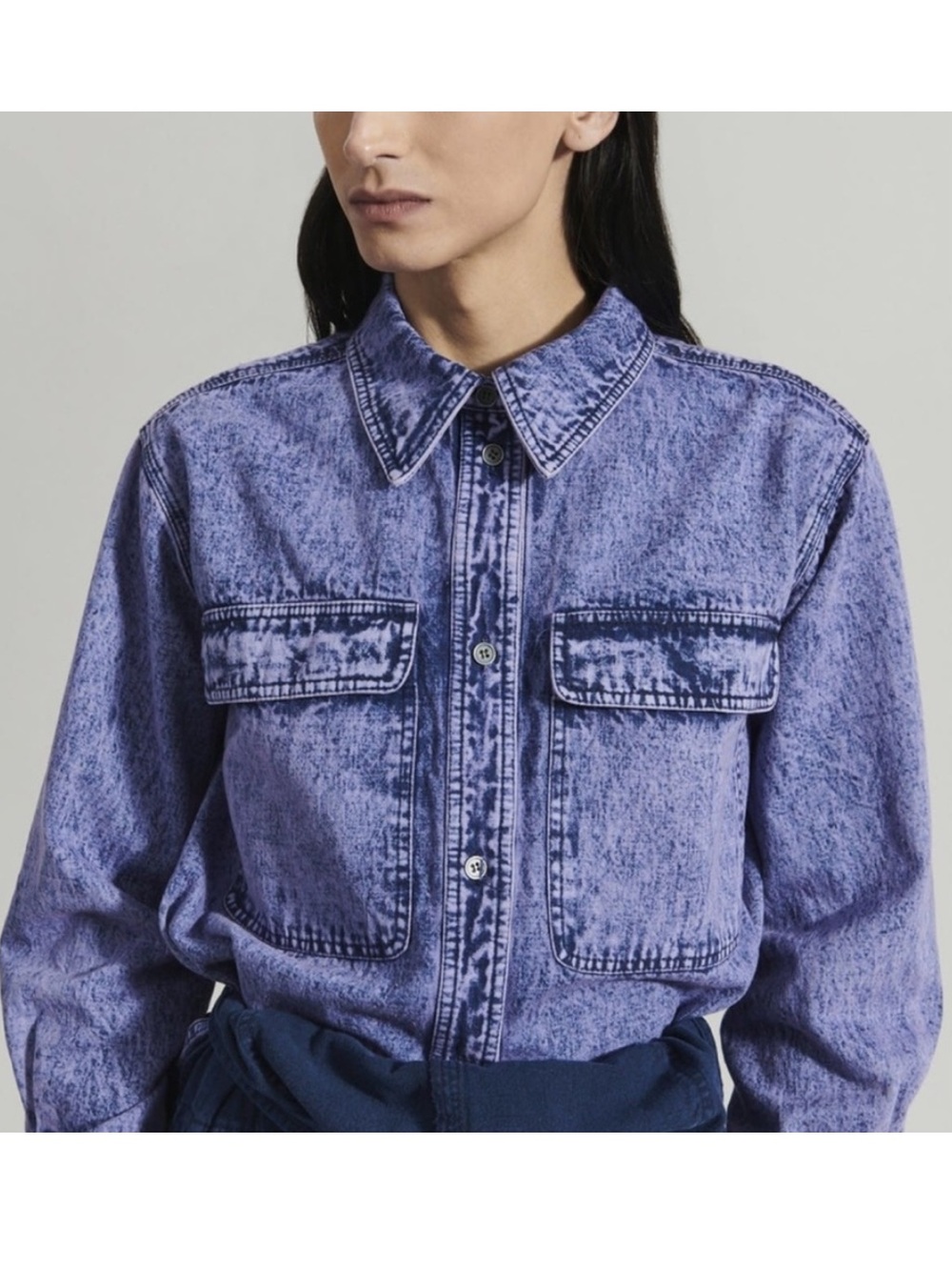 Rachel Comey Supply Acid Wash Denim Button Down Shirt